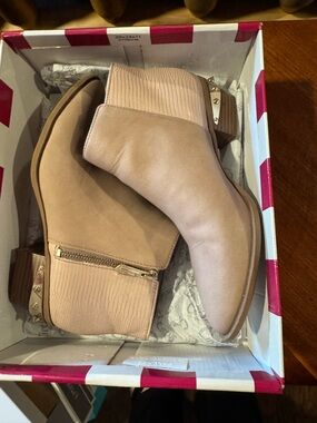 Circus by Sam Edelman Nude Pink Ankle Booties with Studded Block Heel